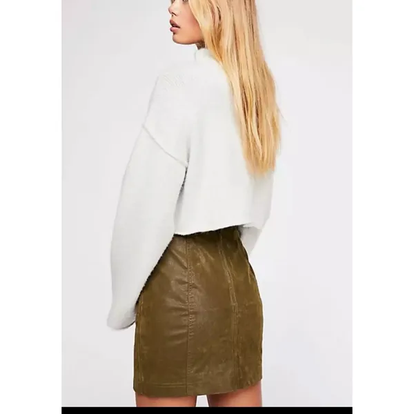 Free People Modern Femme Vegan Leather‎ Mini Skirt Size 2 Brown Short Faux - Image 8