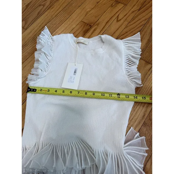 Ulla Johnson NWT Leila Flutter Sleeve and Hem Blouse in‎ Cowrie White Size Large - Image 7