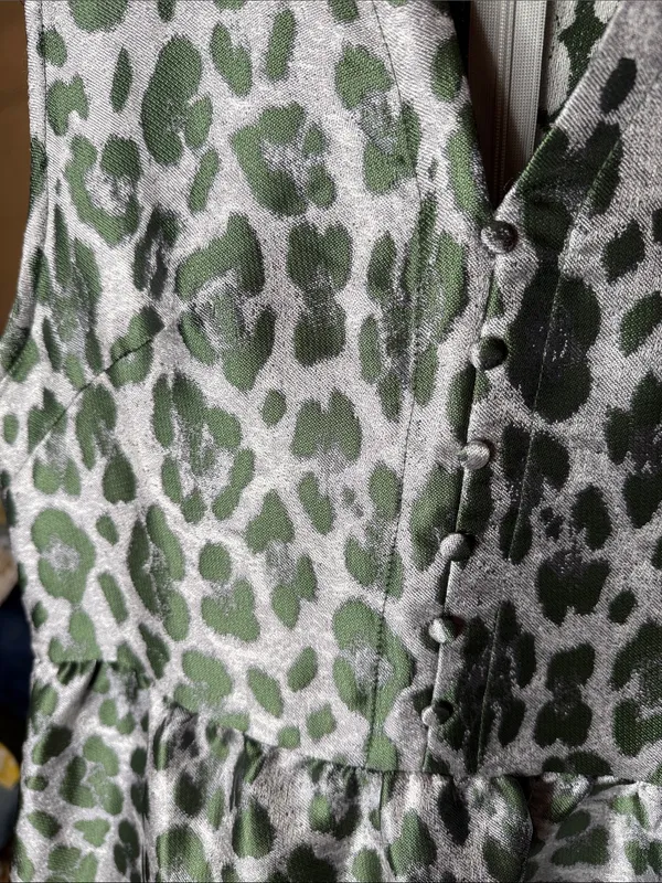 NWOT Karlie Green Leopard Tiered Tapestry Mini Dress Size Medium - Image 8