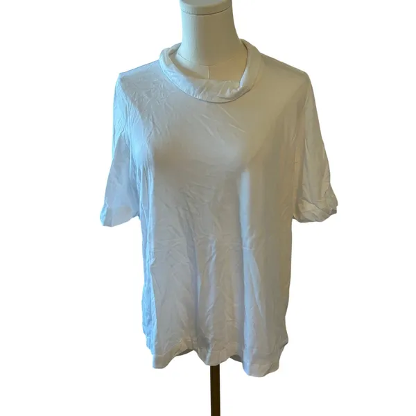 Pure J jill white mock neck tee Tshirt stretchy Medium classic Basic casual - Image 2