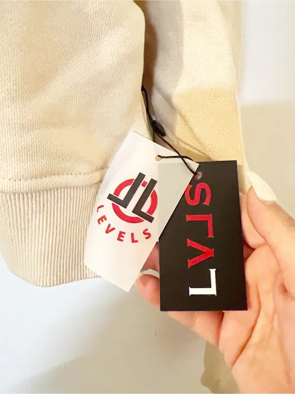 LVLS Levels Embossed Cropped Hoodie in Nude - Image 6