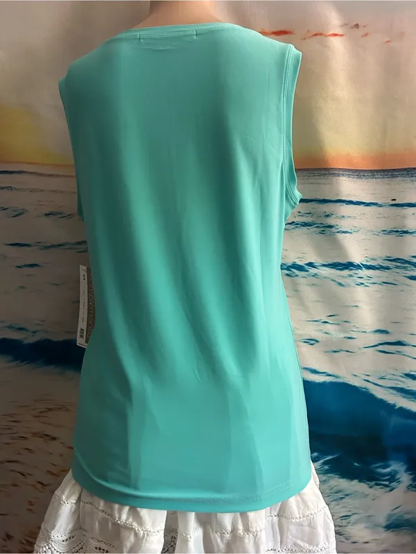 Complements Women’s Scoop Neck Tank Top in Aqua Teal SM NWT - Image 2
