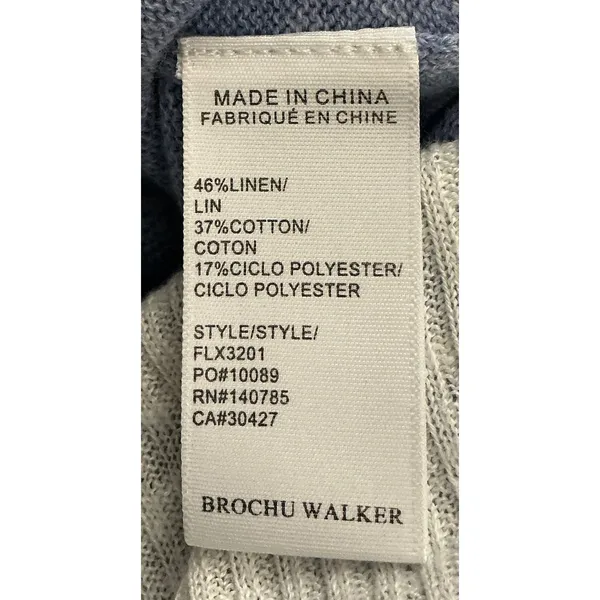 Brochu Walker Loreen Layered Linen‎ Cotton Tank Top Blue White XS $298 - Image 4