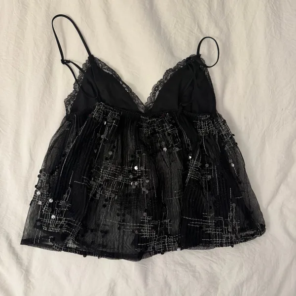 Edikted sequin sheer mesh babydoll top - Image 4