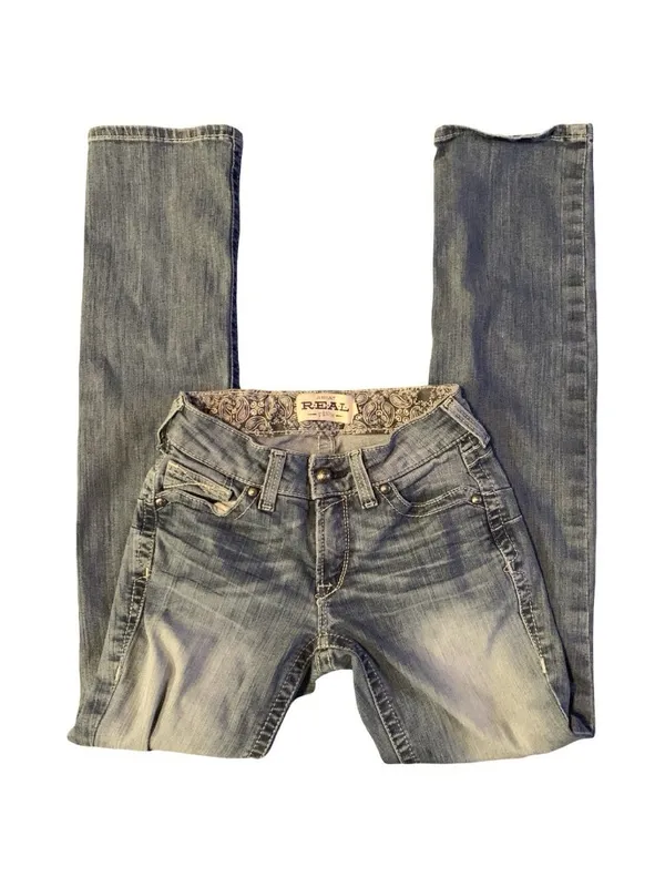 25L /27x 34 Ariat REAL Denim Tall Long Women's Mid-Rise Straight Jeans Rainstorm - Image 4