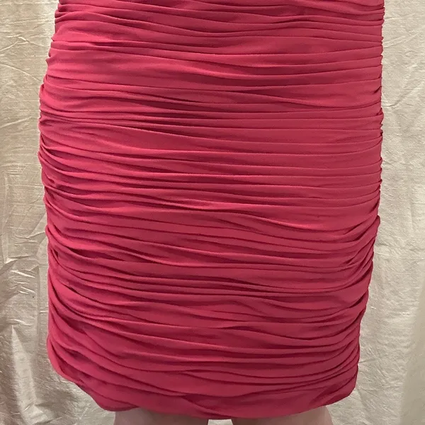 VTG Y2K Bill Levkoff Pink Chiffon Pintuck Strapless Mini Dress Party Hoco XXS XS - Image 6