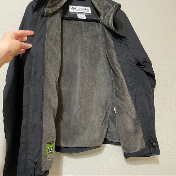 Columbia Black Fleece Lined Omni Tech Hooded Jacket Coat Womens L Fall Warm - Image 12