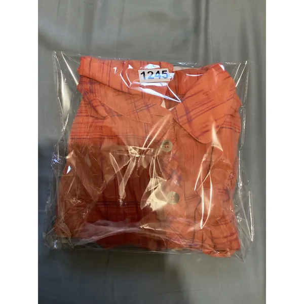 Free People Womens Orange Plaid Button Down Cotton Gauze Shirt Size Large L 1245 - Image 9