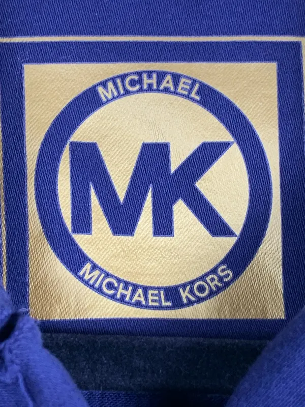 Michael Kors Denim Jacket Womens M Dark Blue Stretch Trucker Button Front - Image 10