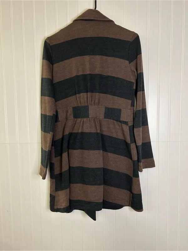 Splendid Black/Brown Stripe Lightweight Terry Knit Peacoat Size Small - Image 2