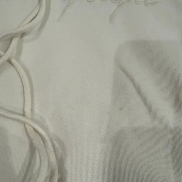 Alo Yoga Cropped Raw Hem Hoodie in Beige, Size L - Image 2