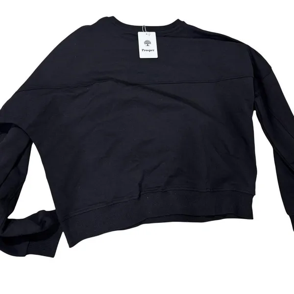 Prosper Crewneck Sweatshirt Medium Black Embroidered Tree Logo‎ Sleeve Graphic - Image 4