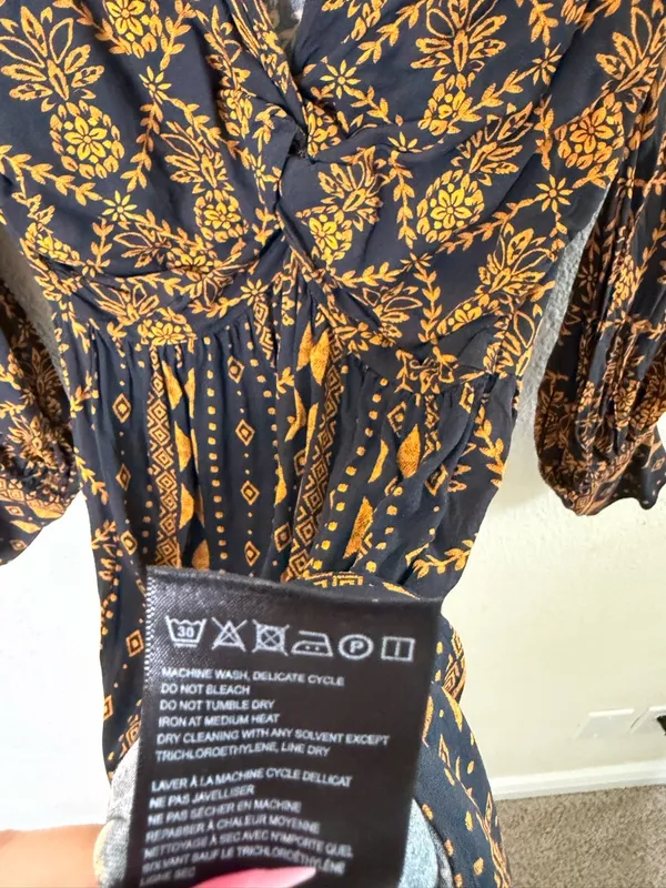 Farm Rio Long-Sleeve‎ V-Neck Printed Tie Front Midi Dress Womens Size XXS - Image 10