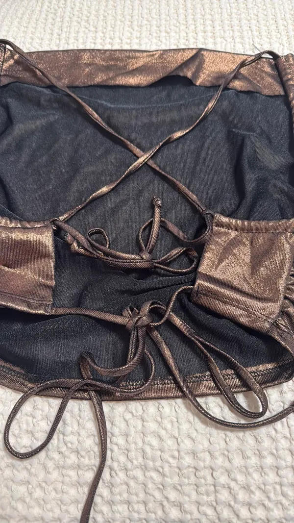 Bailey rose gold metallic top with open back Brown Size M - Image 3