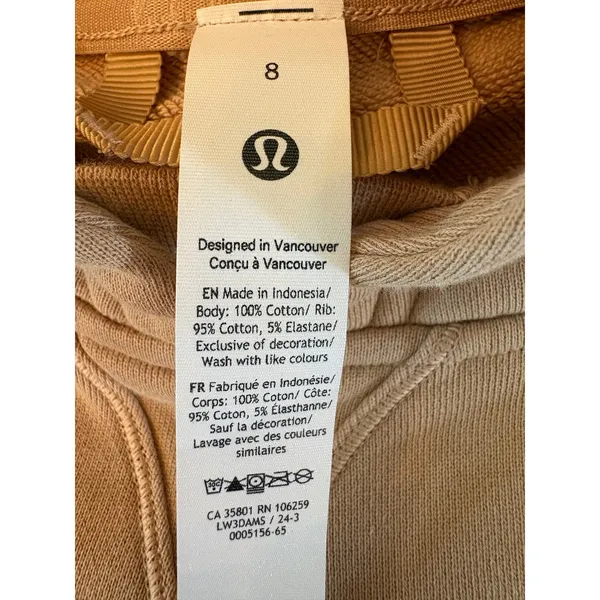 Lululemon All‎ Yours Hoodie Women 8 Pecan Tan Oversized Cotton Fleece NWOT - Image 6