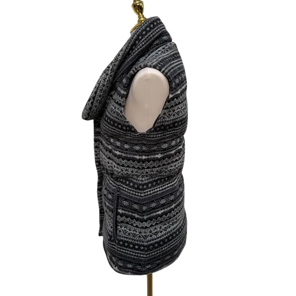 Athleta Fair Isle Goose Down Puffer Vest Grey Black Sm Atheisure Full‎ Zip Ski - Image 5