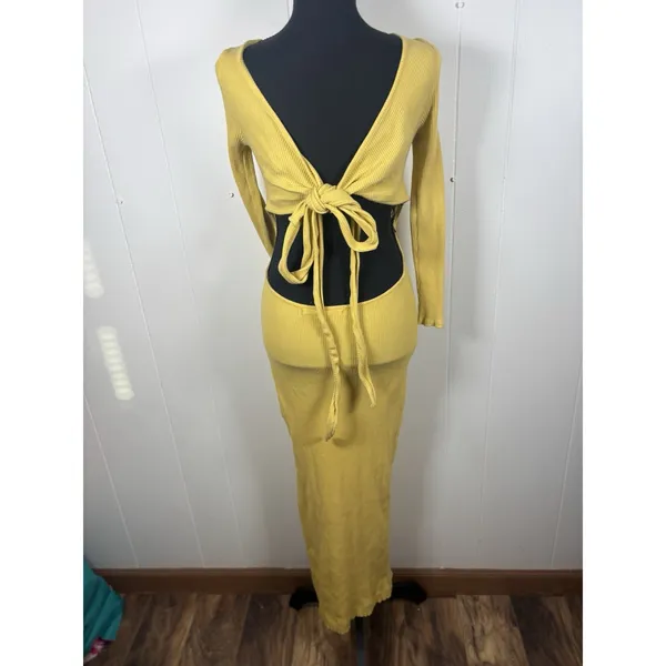 Free People Beach Last Minute Midi Dress In Yellow M Ribbed Multi Wear Options - Image 6
