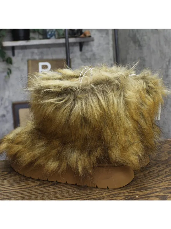 A New Day Womens Terra Boots Faux Fur Fuzzy 94715799 Brown 11M - Image 2