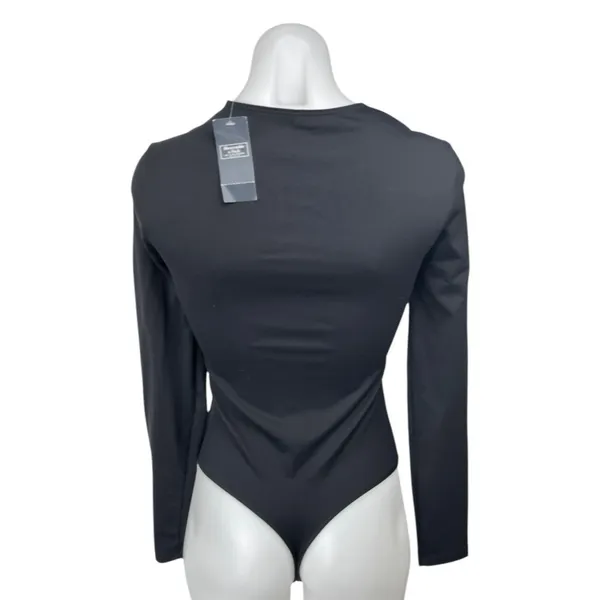 NEW Abercrombie & Fitch Cutout Long Sleeve Thong Bodysuit Top Tee T-Shirt Size S - Image 2