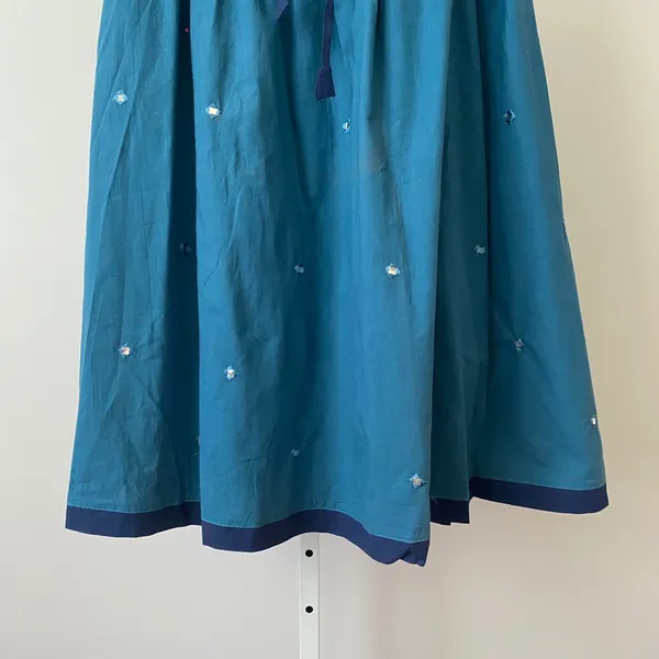 Westside Designs Cotton Boho Lagenlook Mirror Embroidered Midi Skirt Teen Teal - Image 3