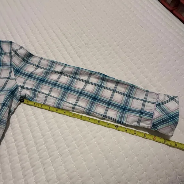 Victoria’s Secret Sz S Small Blue Pink White Plaid Flannel Pajama Night Shirt - Image 7