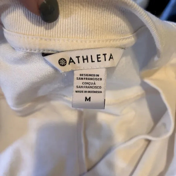 Athleta Retroterry V-Neck Sleeveless Sweatshirt Tee Ivory White Size M‎ - Image 5