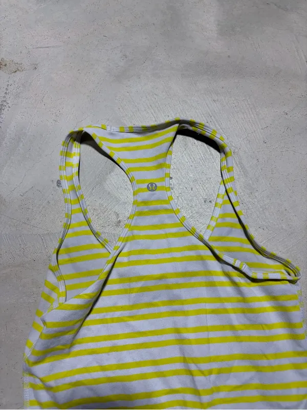 Lululemon Women’s Striped Racerback Tank top - Yellow/White - Image 5