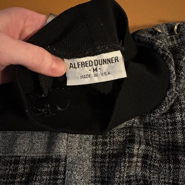 Vintage Alfred Dunner Mock Neck Patchwork‎ Plaid Sweater Shoulder Pads Medium - Image 5