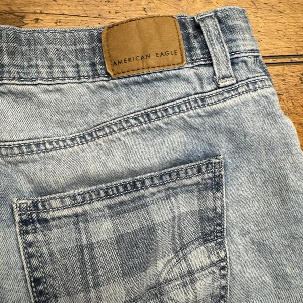 American Eagle Denim Shorts Women's 0 Blue Highest Rise Mom Plaid Print‎ - Image 5