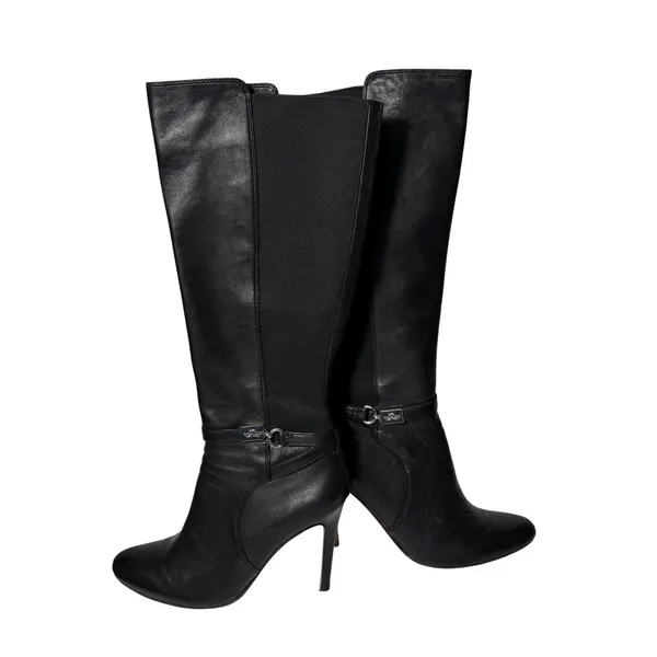Coach Ultima Knee‎ High Leather Black Heeled Boots Womens Size 9 - Image 2