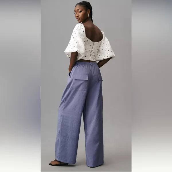 Anthropologie Maeve Seamed Wide Leg Track Pants - Image 6