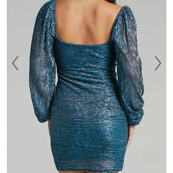 New showpo. JAMIL MINI DRESS - BALLOON SLEEVE BODYCON DRESS IN BLUE size 8 - Image 2