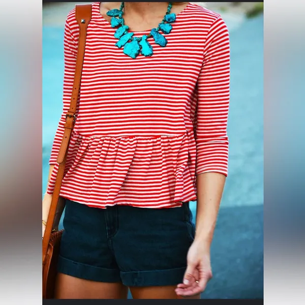 We the Free red striped Replum cropped shirt size Medium - Image 5