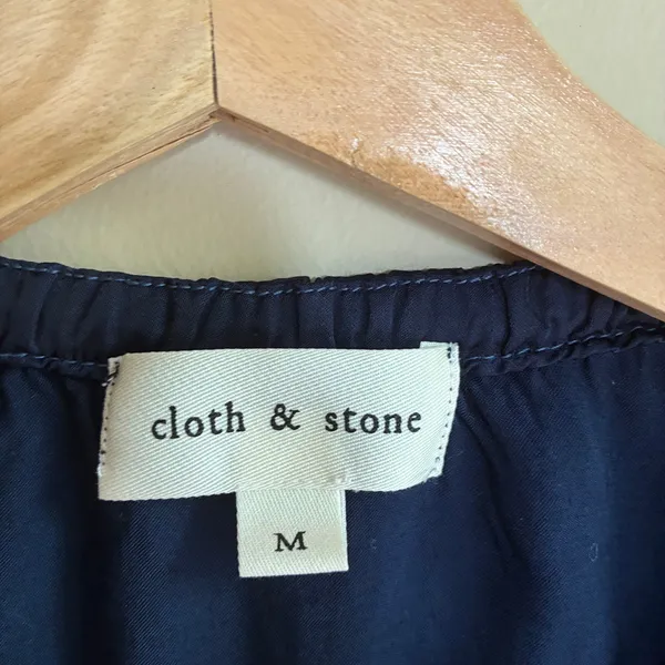 Anthropologie Cloth & Stone blue satin long sleeved blouse‎ women's size medium - Image 4