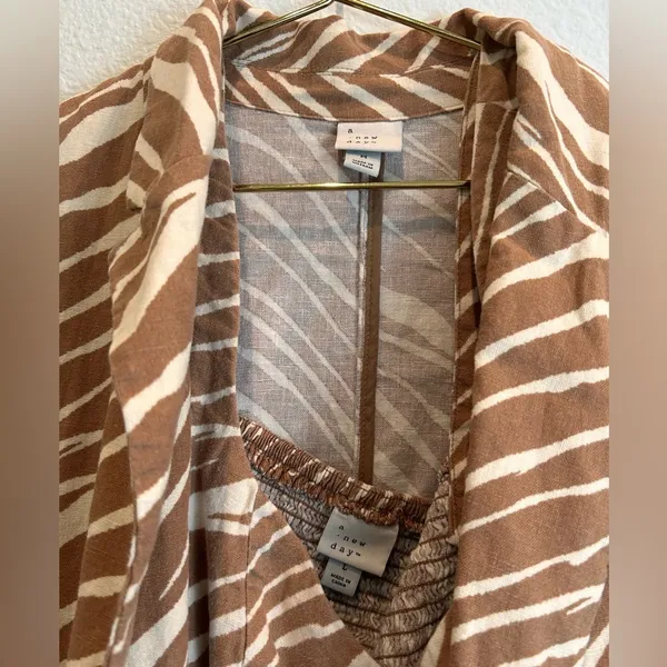 A New Day Tan Zebra Print Long Sleeve Linen Blend blazer + crop top matching 2 piece set - Image 7