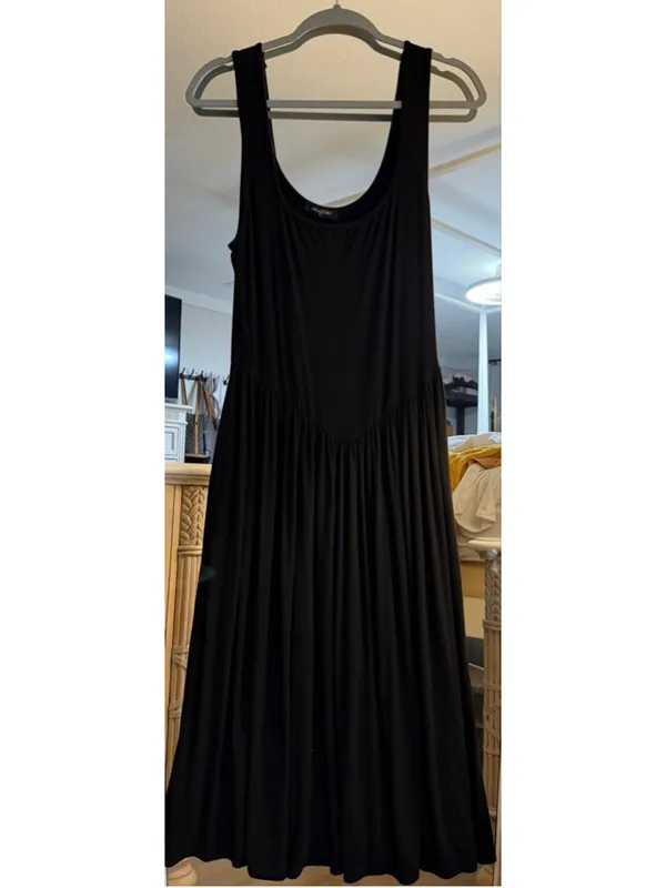 NEW Black Mieazom Tank Maxi Dress Sleeveless Square Neck Pockets XL - Image 4