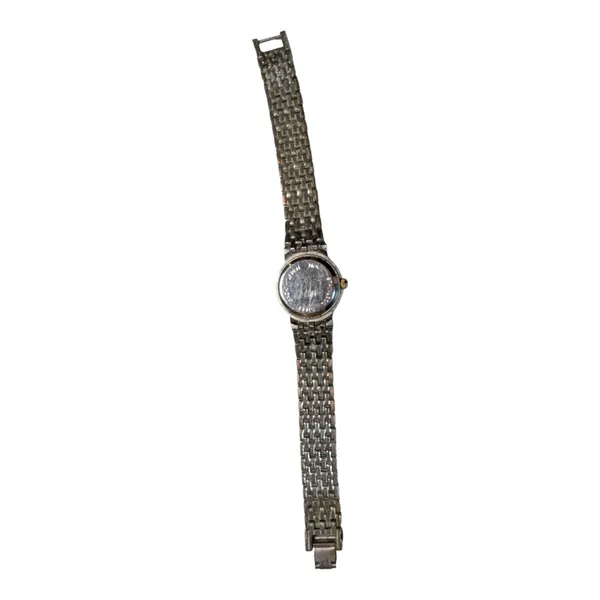 Vtg 1990s Fumagalli's Two Tone Gold Silver Domed Crystal Link Bracelet Watch - Image 2