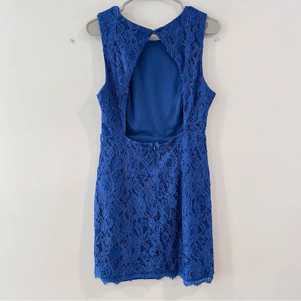 Lulus Rhythm of‎ Love Blue Lace Sleeveless Backless Bodycon Dress LARGE - Image 5
