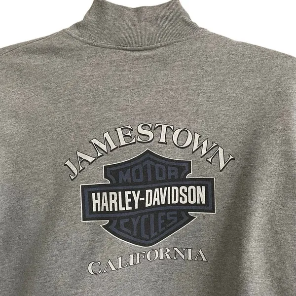Vintage Y2K Harley‎ Davidson Snap Up Sweatshirt Women’s L Jamestown Heather Gray - Image 3