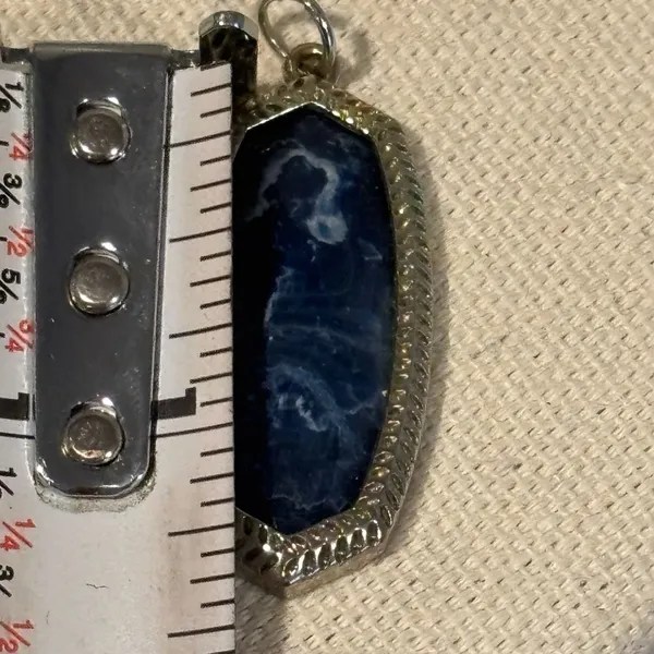 Kendra Scott Elle Pendant Necklace Charm Sodalite Blue Silver - Image 6