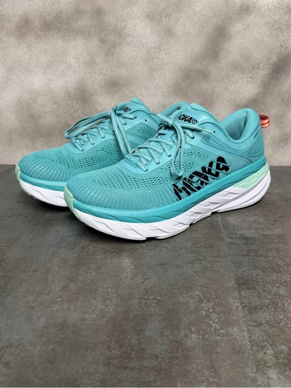 Hoka One One Bondi 7 Women’s Aqua Running Shoes Size 9.5 - Image 3