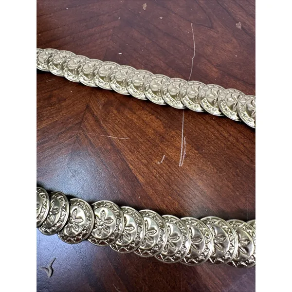 Vintage Gold Tone Concho Stretch Belt Sea Stars Shells Small? Stretches Out!‎ - Image 4