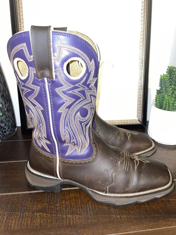 Durango Lady Rebel Purple Brown Western Cowboy Boots Womens 7.5 - Image 4