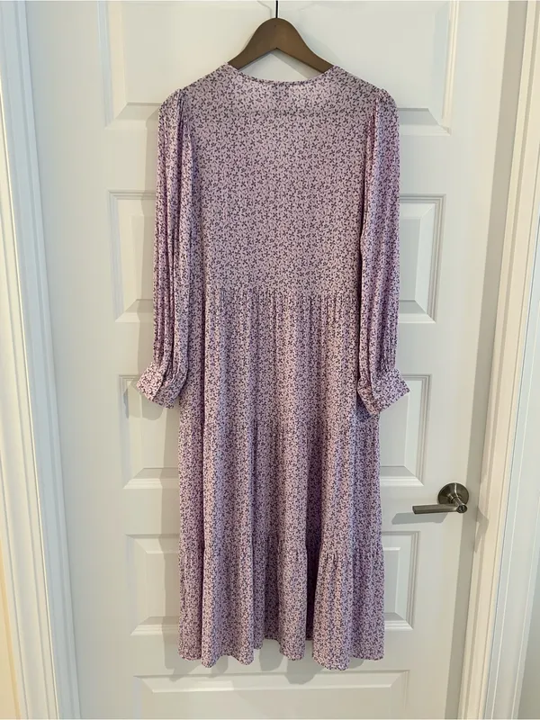 A New Day Lilac Floral Tiered Midi Dress Size S - Image 13