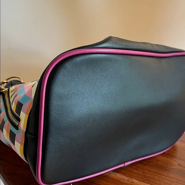 Nicole Lee Black and Pink checkered Handbag with studded strap - Image 9