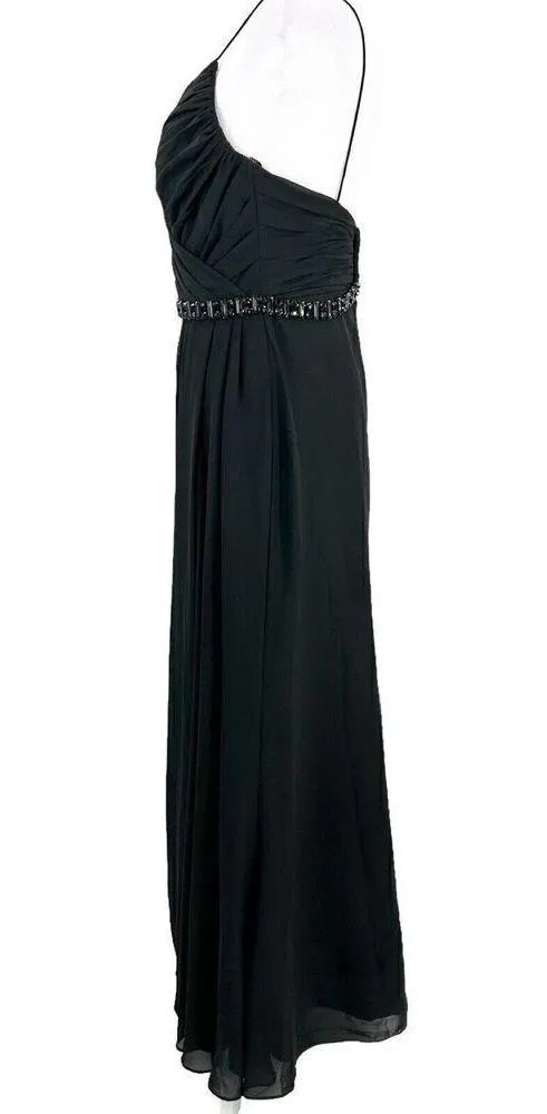 Lillian’s V Neck Faux Wrap Beaded Banding Waist Black Formal Dress Gown Size 6 - Image 15