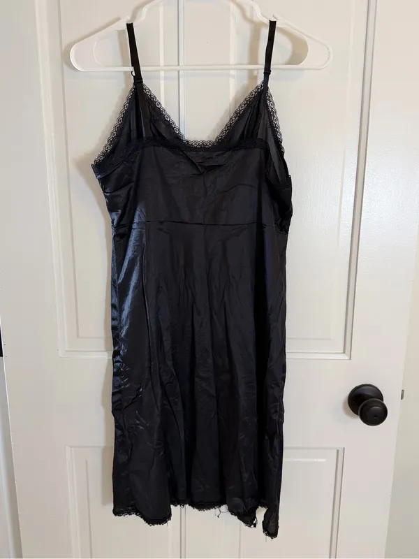 Vintage Sears Black Antron Nylon Full Slip Lace Trim Size 38 Flawed - Image 8
