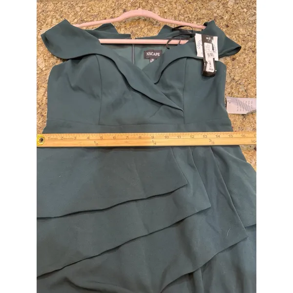 Xscape Off The Shoulder Evening Gown Pine Green Size 12 - Image 10