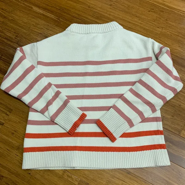 Ann Taylor Striped Sweater Womens‎ Size Small Mock Neck Pullover Knit Top Ivory - Image 2