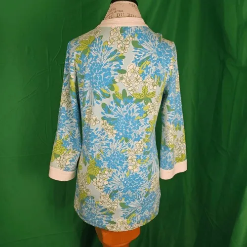 Lilly Pulitzer Womens Blue Green Floral Tunic Top Small‎ - Image 2